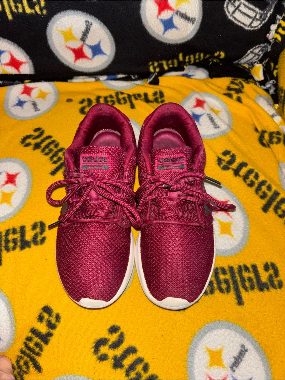 adidas Kids Burgundy Lace-Up Sneakers